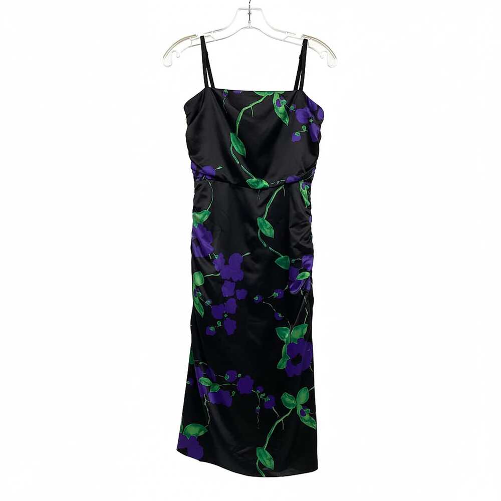 Milly Black Satin Floral Midi Tank Dress | Women’s Size 2